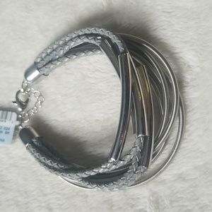 INC braided gray and silver tone bracelet.